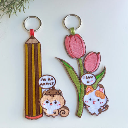 Embroidered animal keychains