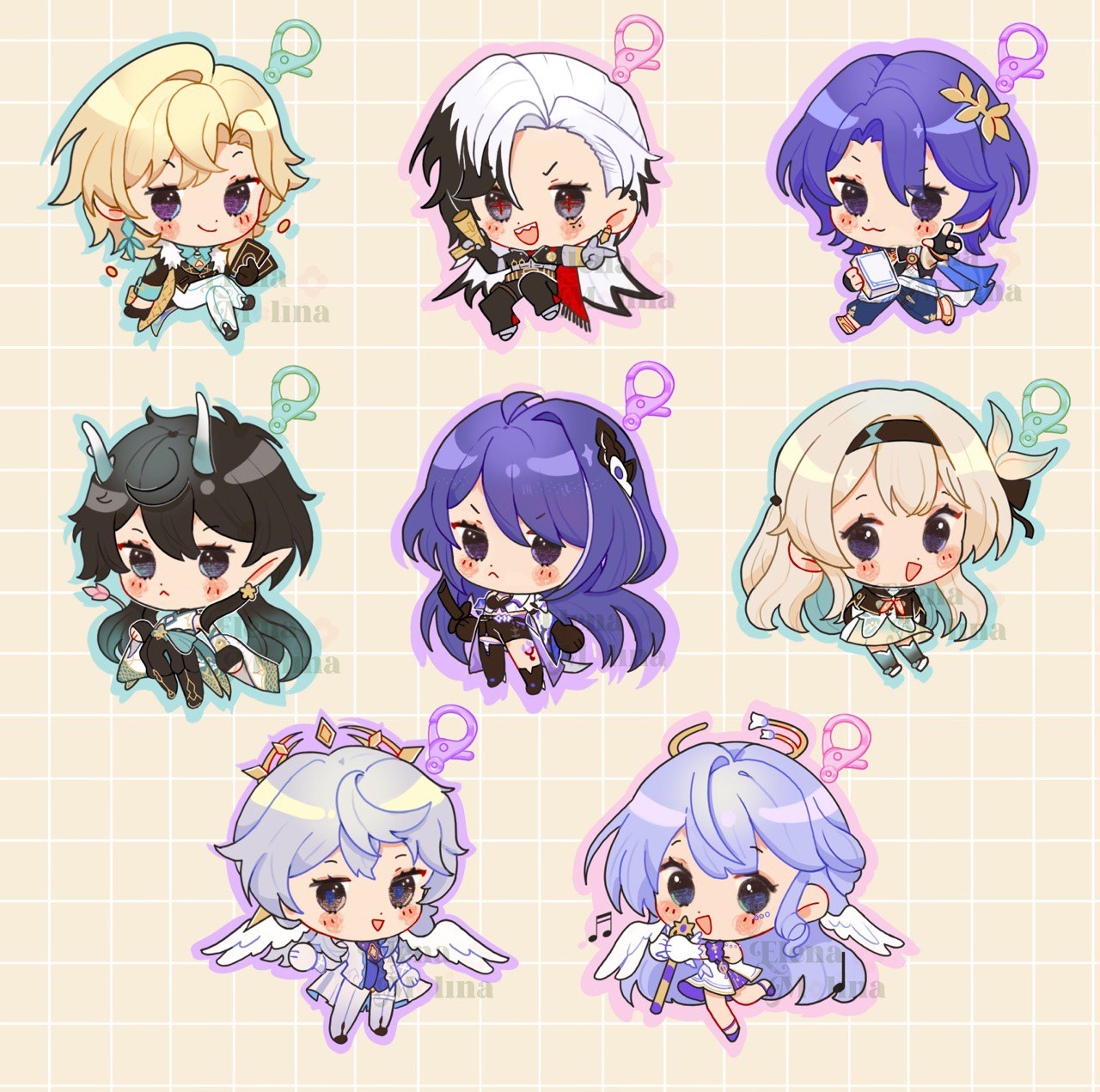 Honkai Star Rail glitter tinted acrylic charms